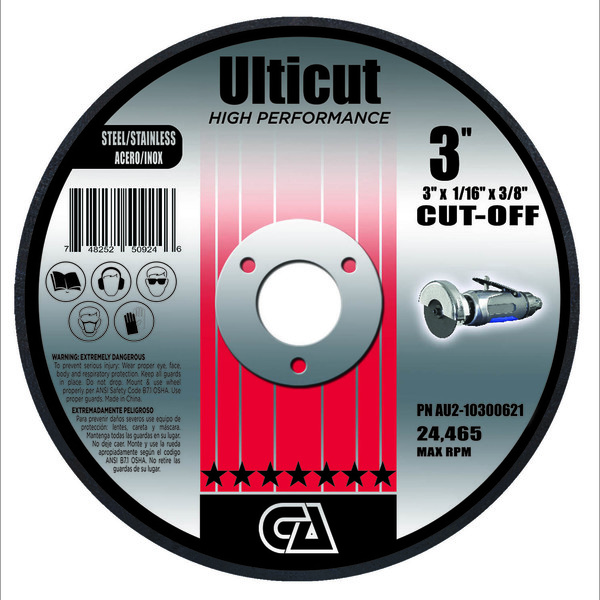 Continental Abrasives 3" x 1/16" x 3/8" Ulticut Preimium T1 Cut-Off Wheel AU2-10300621